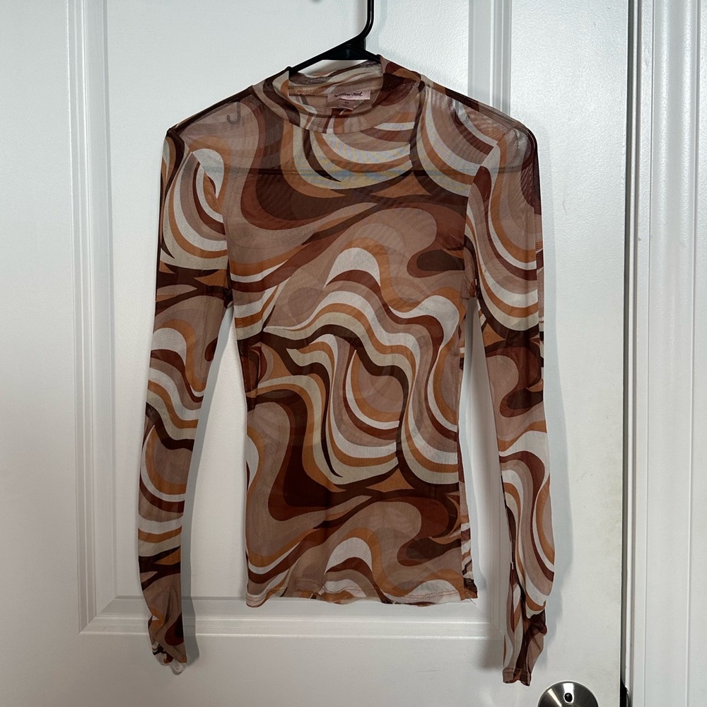 XS Long-Sleeved Willow & Root Multi-Colored, Marble Layering Top